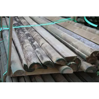 Kiefer Halbholzriegel, 70 mm, zylindrisch gefräst, Länge: 2,50 m, kesseldruckimprägniert grün