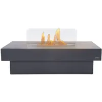 Purline - Bodenstehender Ethanol-Kamin, Tischausführung, Zentralbrenner, aus schwarzem Stahl und mit gehärtetem Glas