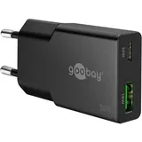 goobay USB-CTM PD GaN Dual-Schnellladegerät Slim 30 W schwarz