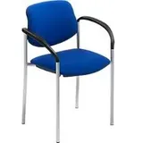 Besucherstuhl Styl, mit Armlehnen, Stoff blau, Gestell alusilbern, stapelbar bis zu 6 Stück