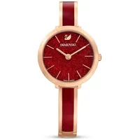 Swarovski Crystalline delight Uhr, Schweizer Produktion, Metallarmband, Rot, Roségoldfarbenes