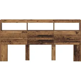 vidaXL Kopfteil mit Regal Altholz 200 x 17 x 102 cm Holzwerkstoff