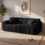 COMHOMA Sofa 2 Sitzer, 180 x 86 x 40 cm Bodensofa, Couch mit Rückenlehne, Kissen und Armlehne, Modernes Stoffsofa für Wohnzimmer, Wohnung, Büro, Keine Montage, schwarz