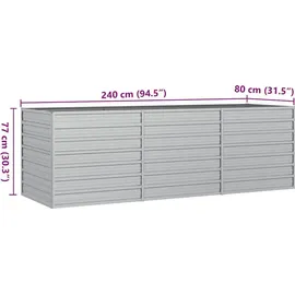 vidaXL Garten-Hochbeet verzinkter Stahl rechteckig 240 x 80 x 77 cm Silber 
