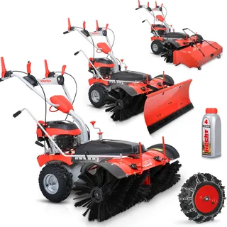 Kehrmaschine Benzin 100 cm Arbeitsbreite Auffangbox Schneefräskopf 6,5 PS Besen