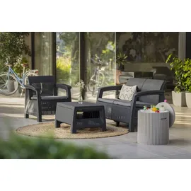 KETER Corfu Set Gartenmöbel-Set Graphit, Grau