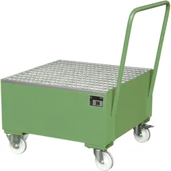 Fahrbare Auffangwanne 2004 lackiert RAL6011 Resedagrün Umwelt Lagertechnik