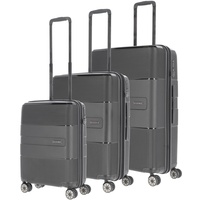 travelite 4-Rad Kofferset 3-teilig Hartschale, Größen L/M/S mit TSA Schloss, Gepäck Serie WAAL: Stabile Trolleys mit recyceltem Innenfutter
