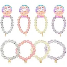 depesche ylvi and the minimoomis Ylvi Armband Glitzerkugeln mit goldfarbenem Herz-Anhänger