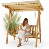 MuCoLa Holz Hollywoodschaukel beige 2-Sitzer