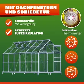 Gardebruk Gewächshaus Aluminium Silber HKP 7 mm 7,2 m2