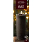 Lumineo LED Kerze Grey grau aus Wachs Ø 7 cm Höhe 19 cm warmweiß Indoor