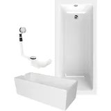 Calmwaters Calmwaters® Rechteck Badewanne Komplettset 170x75 cm Wannenträger & Ablaufgarnitur, 99000165