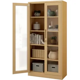 Jan Nowak Vitrinenschrank abschließbar AMELIA Glastüren, 185 x 90 x 40 cm, Wohnzimmer, Wohnwände, Vitrinenschränke