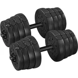 Yaheetech Kurzhantel Set 30kg Kurzhantelset Hantelstangen inkl. Hantelscheiben Hantel Stangen Varianten mit Sternverschlüssen 25 mm Schwarz
