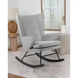 Qiyano Tahdia Schaukelstuhl Grau, Schaukelsessel mit Armlehne, Gepolsterter Sessel Wohnzimmer, Hochwertige Verarbeitung, 180 kg Tragkraft