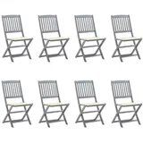 vidaXL Klappbare Gartenstühle 8 Stk. mit Kissen Massivholz Akazie