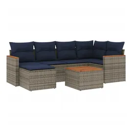 vidaXL Gartensofa-Set mit Kissen, grau, Polyrattan