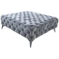 KAWOLA Hocker NARLA Chesterfield Velvet 110 x 44 x 110 cm Silber