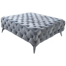 KAWOLA Hocker NARLA Chesterfield Velvet 110 x 44 x 110 cm Silber