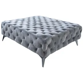 KAWOLA Hocker NARLA Chesterfield Velvet 110 x 44 x 110 cm Silber
