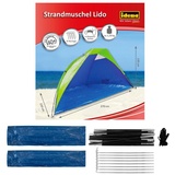 IDENA 40321 - Strandmuschel Lido mit UV Schutz 40+, ca. 2,7 x 1,2 x 1,2 m, leicht und kompakt für den Transport, ideal für Strand, Freibad, Garten und im Urlaub, grün