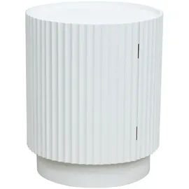 [en.casa] Beistelltisch, Rill mit Tür 49xØ40cm Weiß, [en.casa]