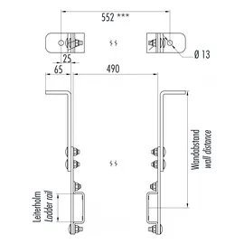 Hailo Professional Hailo Wandhalter für Steigleitern Typ ALO 72,25mm Holm Edelstahl/Stahl 300-430mm, verstellbar