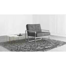 s-style möbel Loungesessel Tampa Samtstoff 84 x 81 x 89 cm Grau/Silber