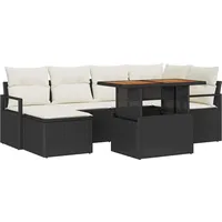 vidaXL Garten Essgruppe mit Kissen 7 pcs Schwarz Creme