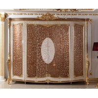 Casa Padrino Kleiderschrank Luxus Barock Schlafzimmerschrank Weiß / Braun / Gold - Prunkvoller Massivholz Kleiderschrank im Barockstil - Barock Schlafzimmer Möbel - Edel & Prunkvoll