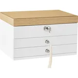 Songmics Schmuckbox mit Spiegel Weiß JOW15WN