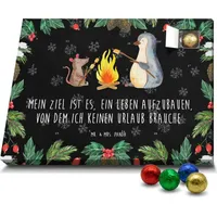 Mr. & Mrs. Panda Schoko Adventskalender Pinguin Lagerfeuer - Schwarz - Geschenk, grillen, Motivation, Schokoladen Adventskalender, Büroalltag, Leb... - Schwarz