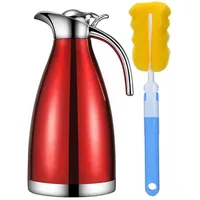 Does Not Apply Edelstahl Thermoskanne, Teekanne, Kaffeekanne, und Isolierkanne mit 18 Stunden Wärmespeicherung doppelwandige Vakuum Tee und Kaffee Thermokanne 2L Isolier Kanne (2L Rot)