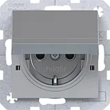 Hager Schuko-Steckdose mit Klappdeckel titan 1 St.