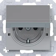 Hager Schuko-Steckdose mit Klappdeckel titan 1 St.