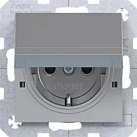 Hager Schuko-Steckdose mit Klappdeckel titan 1 St.