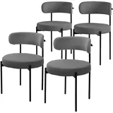 4er Set Esszimmerstühle Wohnzimmerstühle Küchenstühle Rückenlehne Stoff Grau