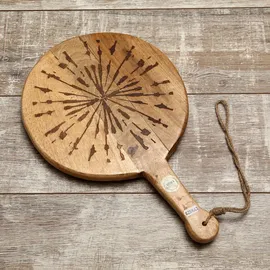 GAUMENKICK Schneidebrett Servierbrett rund Mangoholz mit Griff Serviertablett 46cm...