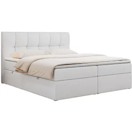 MKS Meble MKS Boxbett, Weiß, Textil, 2-Sitzer, H3, Rechteckig, 180x200 cm, Schlafzimmer, Betten, Boxspringbetten