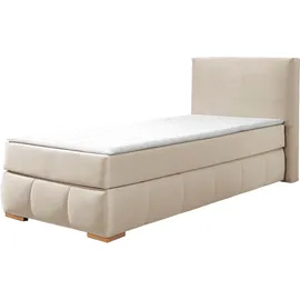 Home Affaire Boxspringbett HOME AFFAIRE "Wehma", beige, B:110cm L:213cm, Struktur fein (100% Polyester), Komplettbetten, Boxspringbett, inkl. Topper in 3 verschiedenen Matratzen, auch in Samtstoff