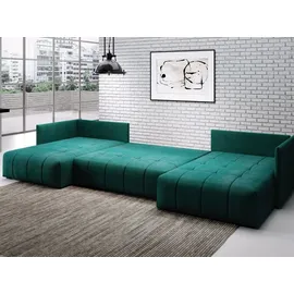 GRAINGOLD Ecksofa U-Form Ardi U - Ecksofa mit Schlaffunktion, Bettkasten - Wohnlandschaft, Wohnzimmer Sofa - Eckcouch Dunkelblau (Monolith 77) - Dunkelblau