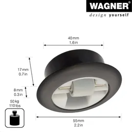 Wagner System GmbH WAGNER Soft-Lenkrolle ROLLER-MINI STOPP ab 25kg - Ø 15 mm, Gehäuse schwarz Ø 55/40 x 11/8 mm, Tragkraft 50 kg - 01700601