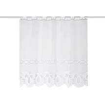 HOME WOHNIDEEN "LEONORA", weiß, B:150cm H:30cm, Wirkware, Polyester, Gardinen, Gardine, Kurzstore Jacquard, Scheibengardine