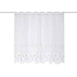 HOME WOHNIDEEN "LEONORA", weiß, B:150cm H:30cm, Wirkware, Polyester, Gardinen, Gardine, Kurzstore Jacquard, Scheibengardine