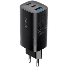 Havit UC20 - GaN 65 W Reiseladegerät mit drei Anschlüssen, schwarz (UC20 EU)