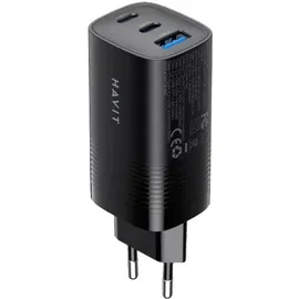 Havit UC20 - GaN 65 W Reiseladegerät mit drei Anschlüssen, schwarz (UC20 EU)