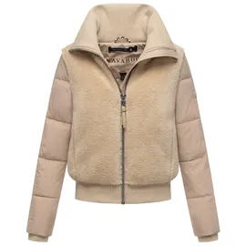 Navahoo Damen, Teddy-Fleecejacke warme Winterjacke mit hohem Kragen Teddyzone 14 beige, Gr. XL - XL