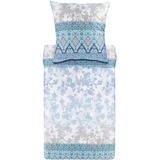 BASSETTI AGRIGENTO Bettwäsche - 1 Kissenhülle aus 100% Baumwollsatin in der Farbe Azurblau C1, Maße: 135x200 cm