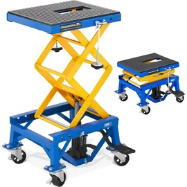 MSW Hebebühne Stahl 35-87 cm blau mit Rollen 150 kg